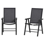 2 Pcs Folding Metal Frame Chairs With Breathable Mesh Seat