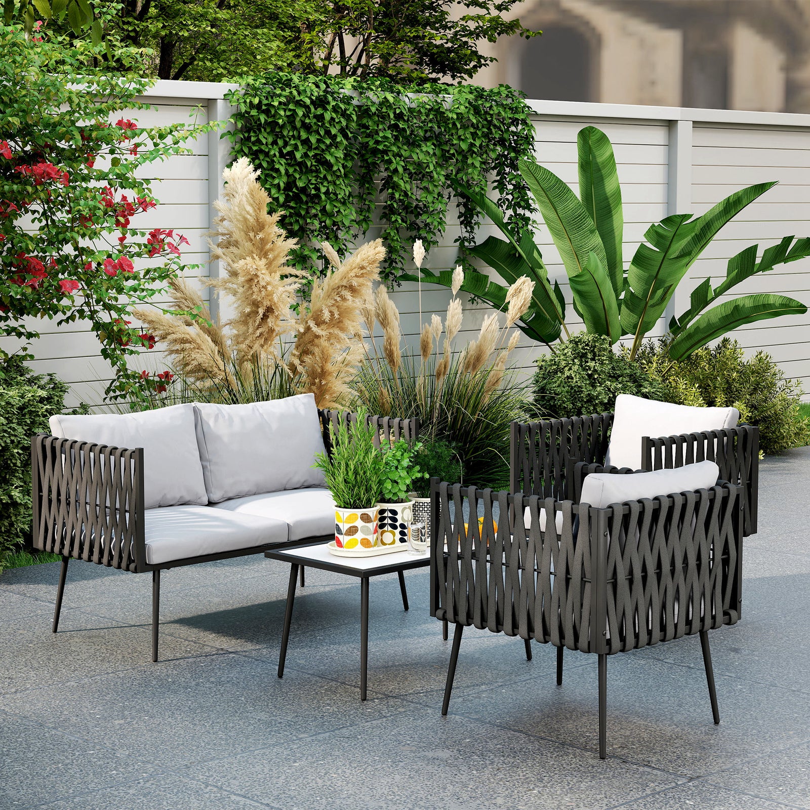 Light Grey 4-piece Outdoor Sofa Set