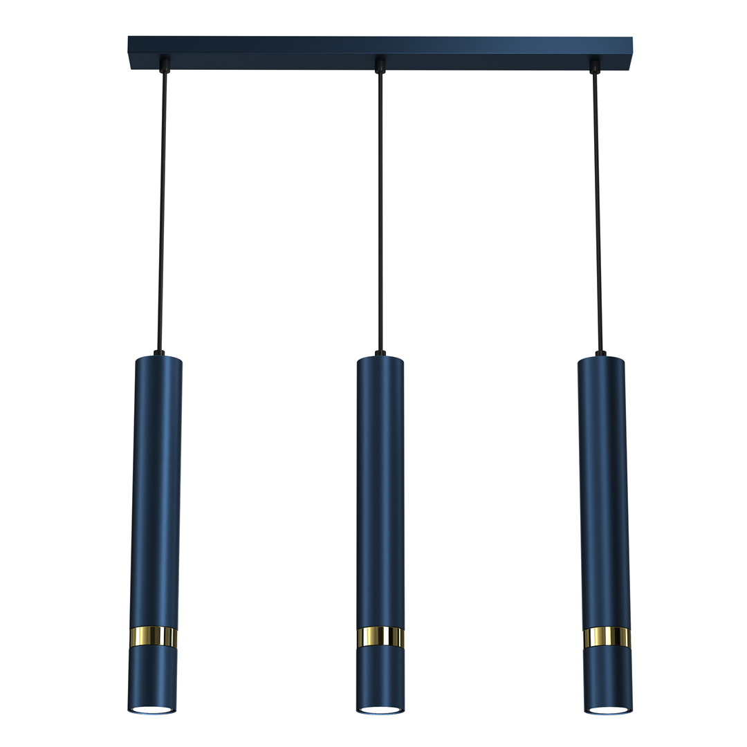 Joker Contemporary Pendant Lamp 3xgu10 Hand Made Cylindrical Style Light | Blue & Gold