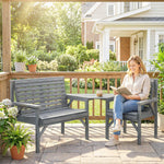 Wood Garden Furniture Set W/ Parasol Hole, Detachable Table | Grey