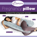 U Shaped Pregnancy Pillow, 135x75x20cm Shredded Memory Foam Full Body Maternity Cushion For Sleeping | U Shape | Blue