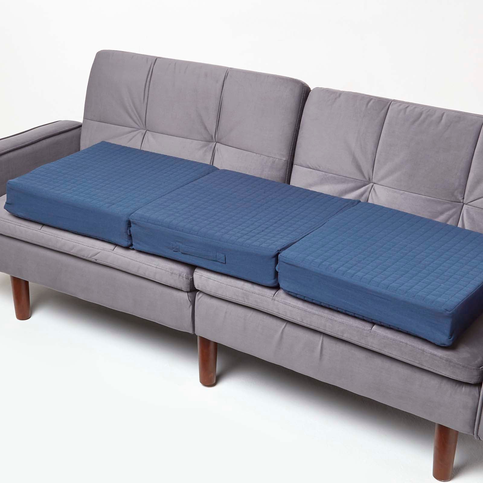 Cotton Orthopaedic Foam 3 Seater Booster Cushion | 50cm x 150cm | Navy Blue