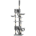 240-260cm Floor To Ceiling Cat Tree With Scratching Posts | Gray
