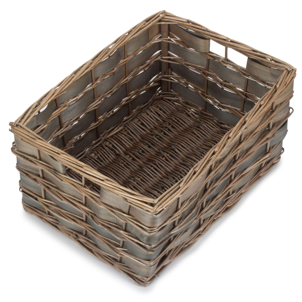 Wicker Unlined Grey Scandi Storage Basket | Medium