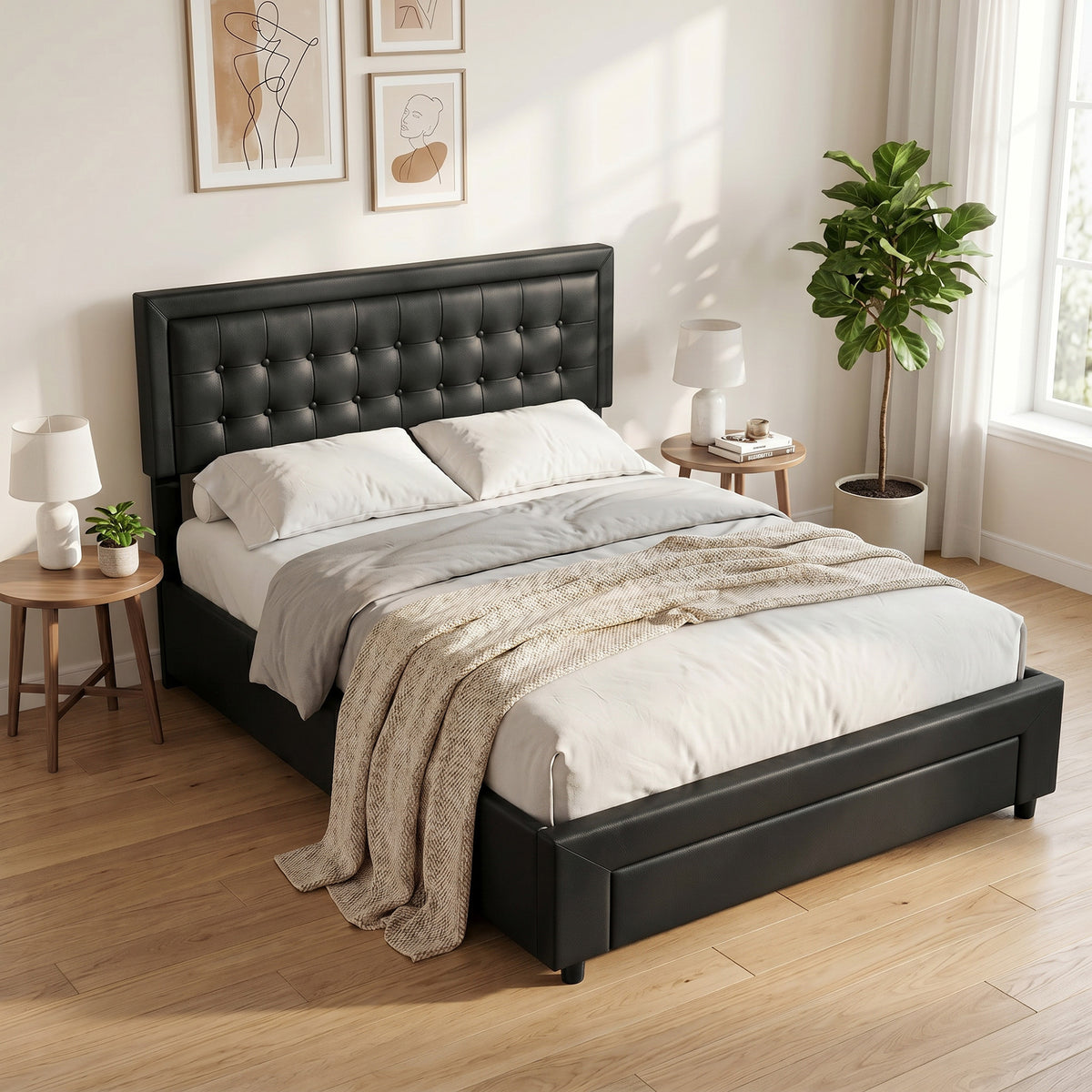 HOMCOM 5ft King Size Ottoman Bed With Gas Lift End Opening, Black