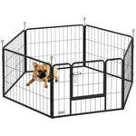 Dog Playpen, 6 Panels Puppy Pen Dog Playpen With Door | 60cm | Black