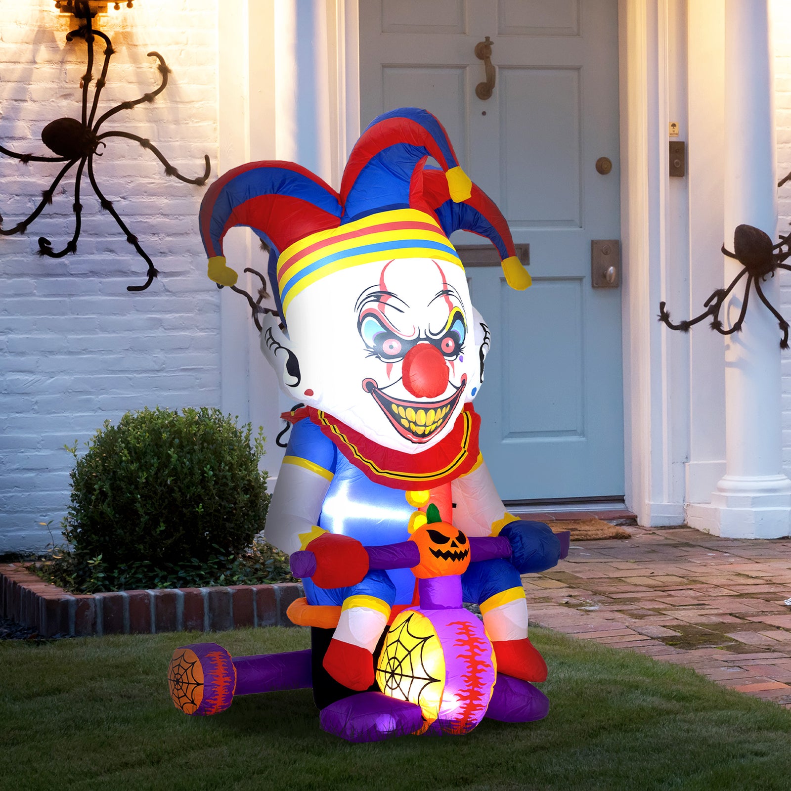4ft Blow Up Outdoor Halloween Decoration, Clown On Bicycle
