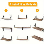 Dyzi Set Of 4 Rustic Wooden Floating Wall Shelves 42cm
