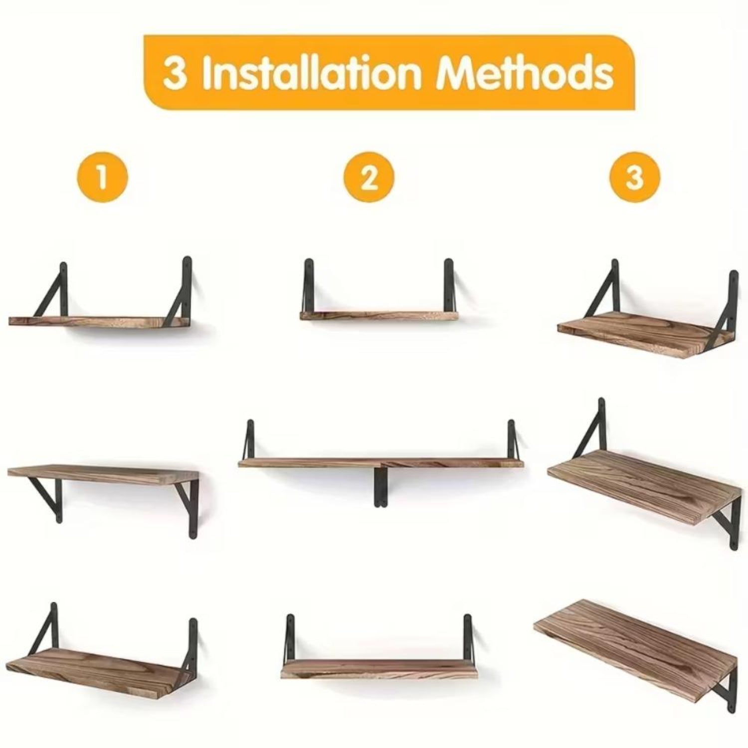Dyzi Set Of 4 Rustic Wooden Floating Wall Shelves 42cm