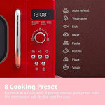 800w 20l Retro Microwave Oven With Led Display | Red
