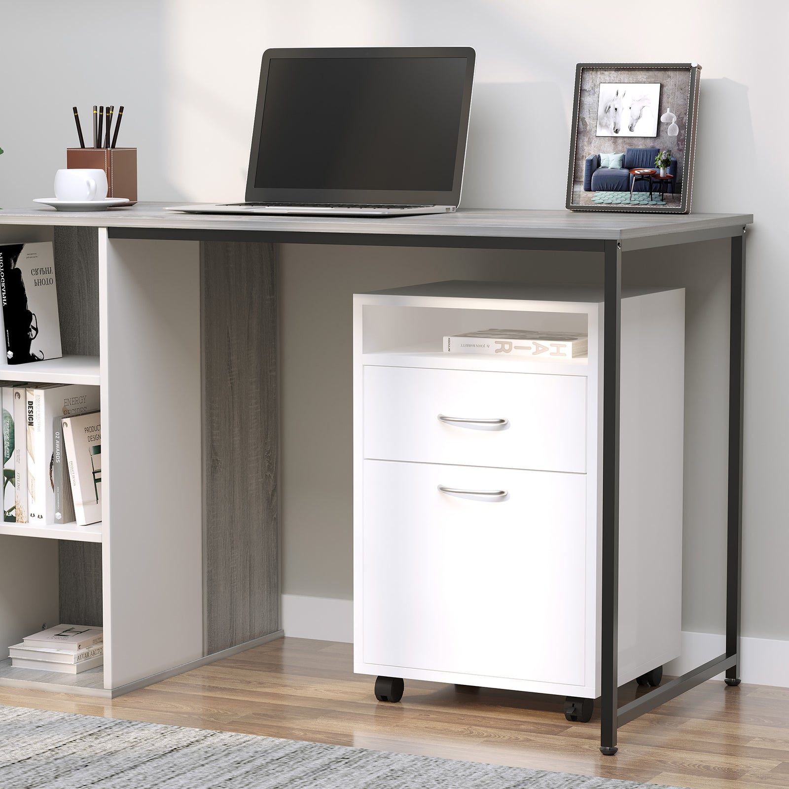60cm Storage Cabinet With Drawers And Open Shelf,white | One Size | White