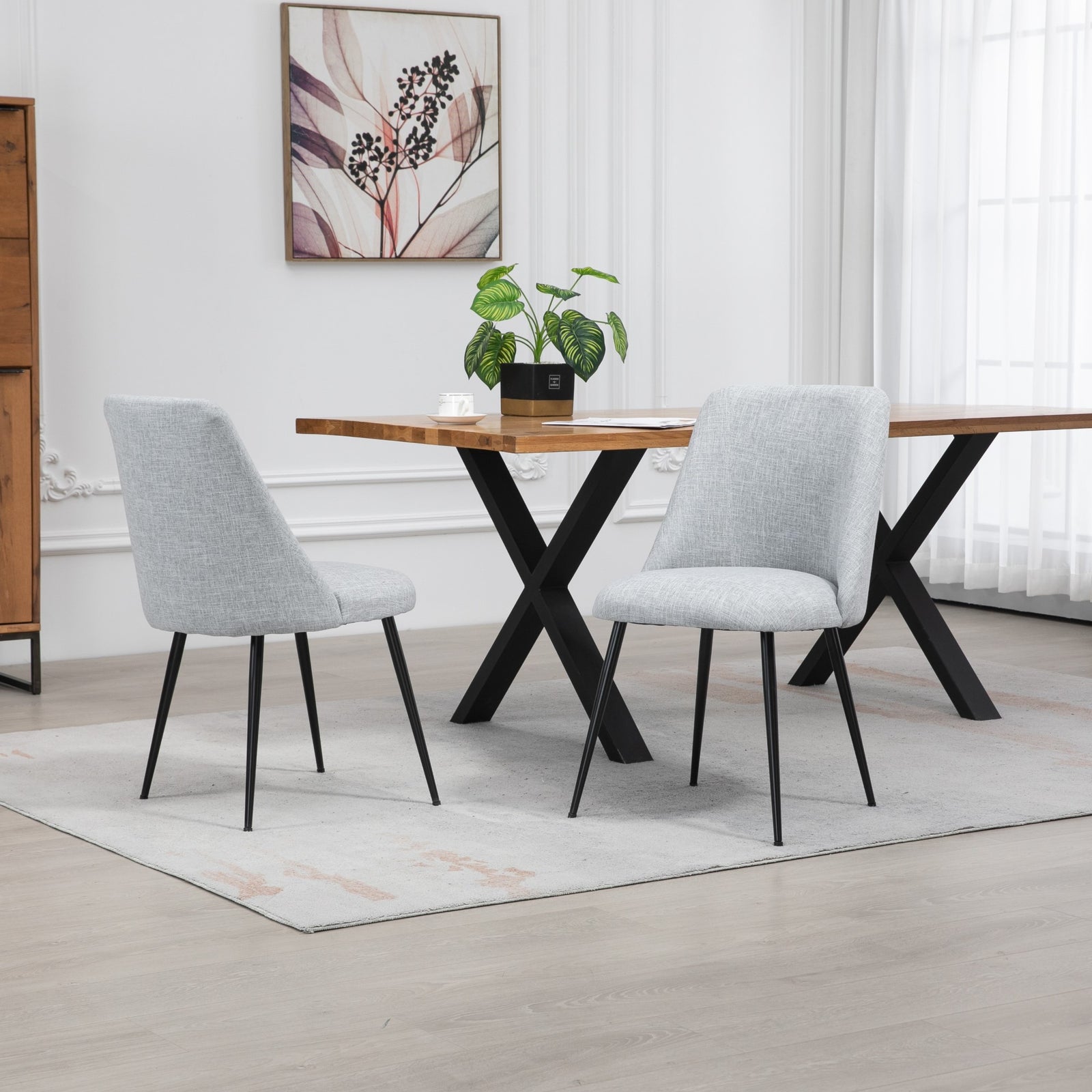 Set Of 2 Morandi Fabric Dining Chairs