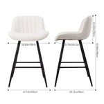 Set Of 2 Modern Sherpa Fleece Bar Stools With Backrest – Soft Padded Seat, Metal Legs