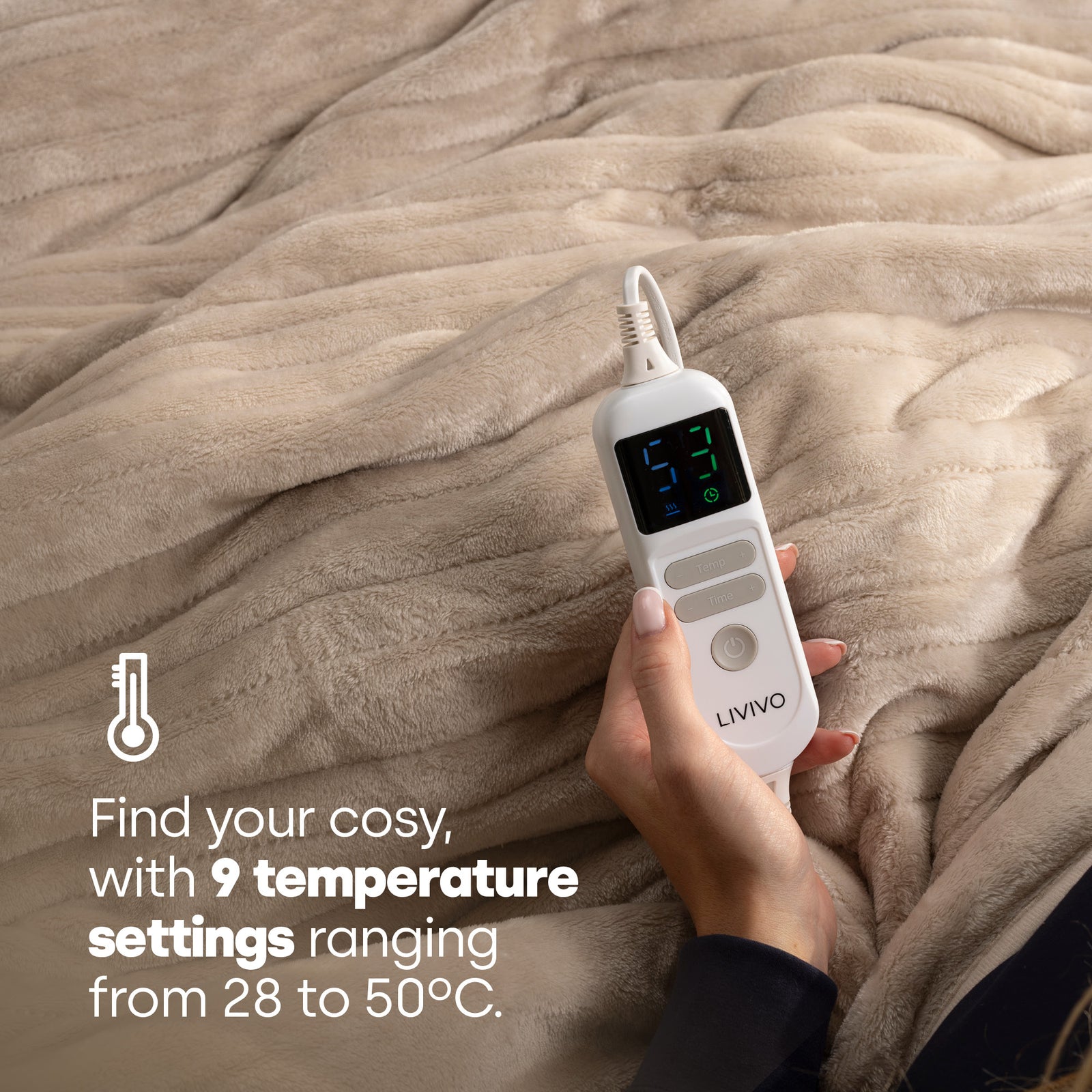 Electric Heated Blanket Sand Micro Fleece With 9 Heat Settings