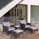 5 Pieces Outdoor Patio Furniture Set Wicker Conversation Set | Dark Gray