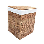 White Cotton Lined Light Steamed Square Laundry Baskets | Set-of-2 | White