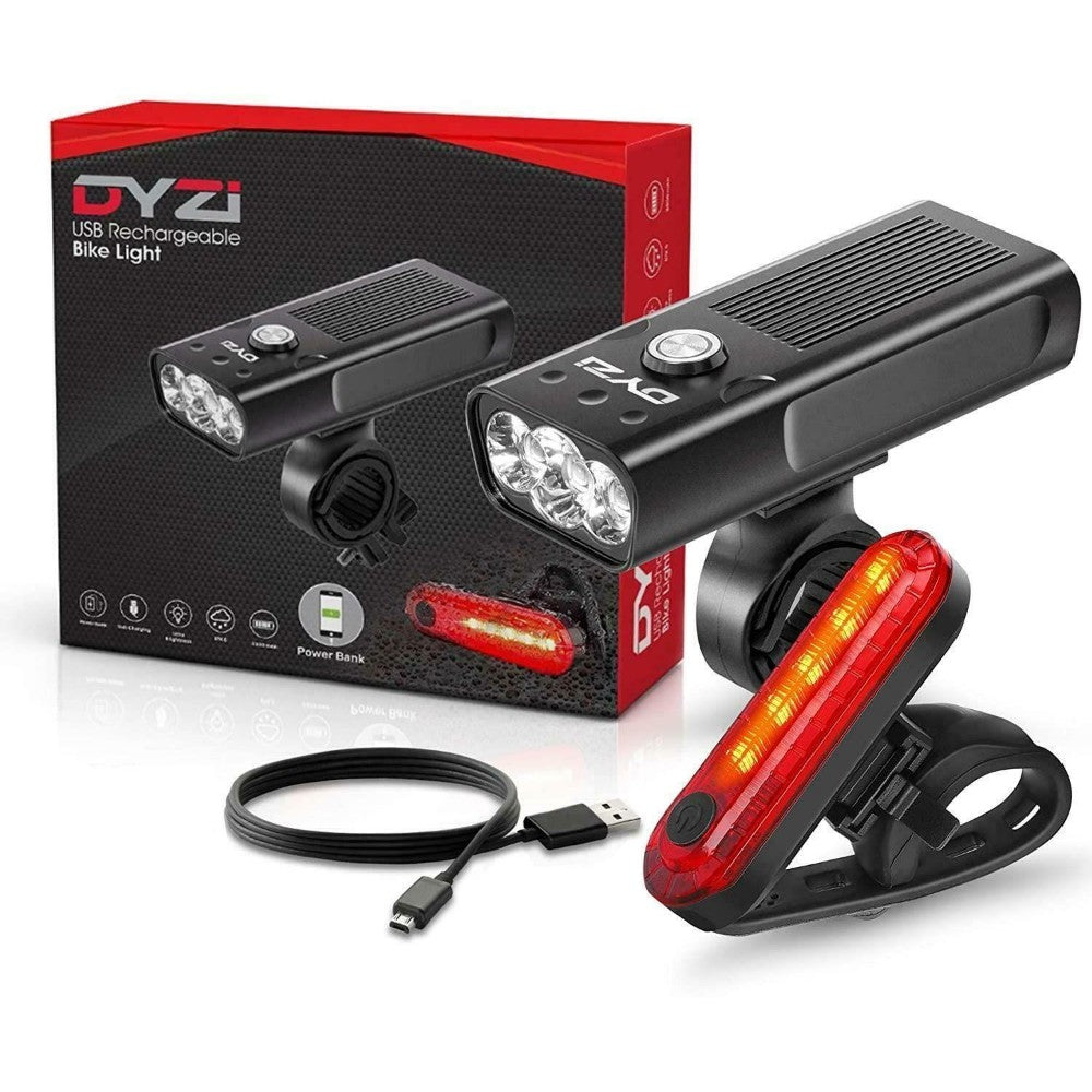 Dyzi Rechargeable Bike Lights Set Premium Waterproof Bicycle Front And Back Light