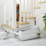 Xl Stainless Steel Cat Litter Box With High Sides, 60 X 40 X 30 Cm | Grey