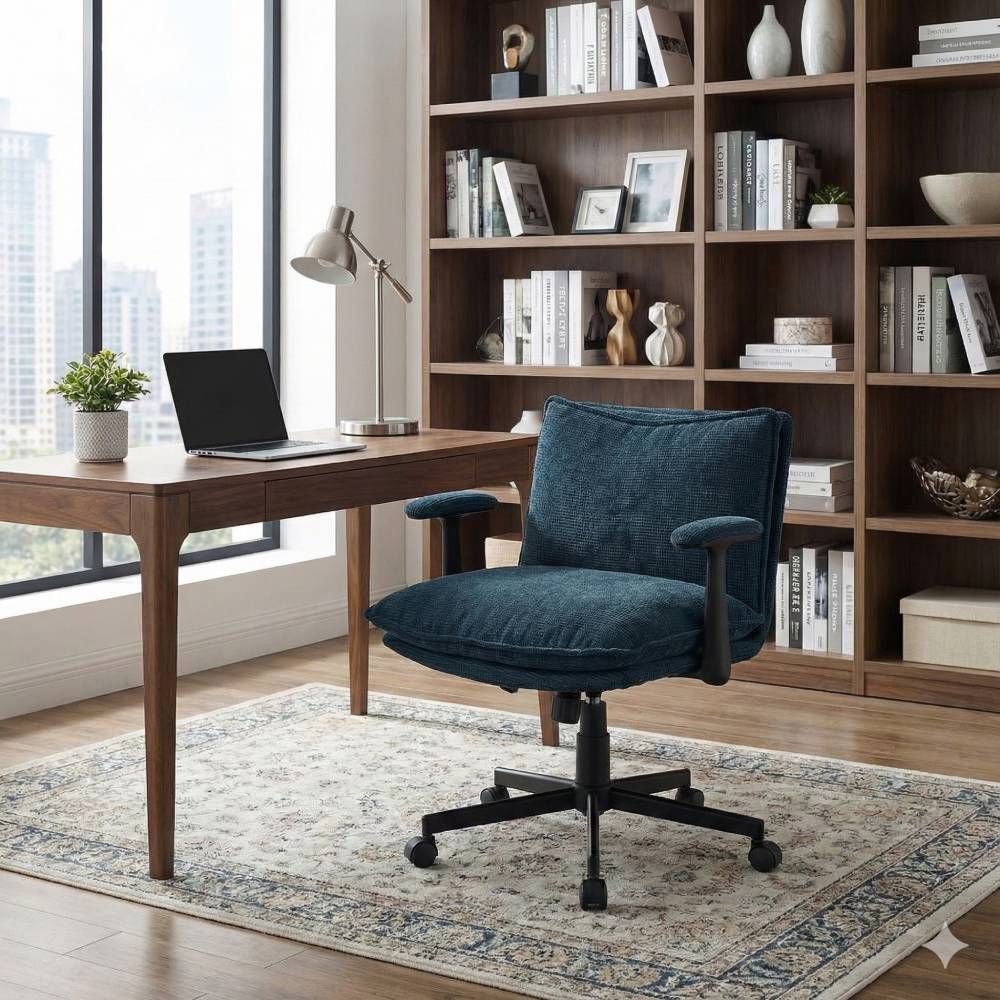 Chenille Upholstered Cross Legged Office Chair