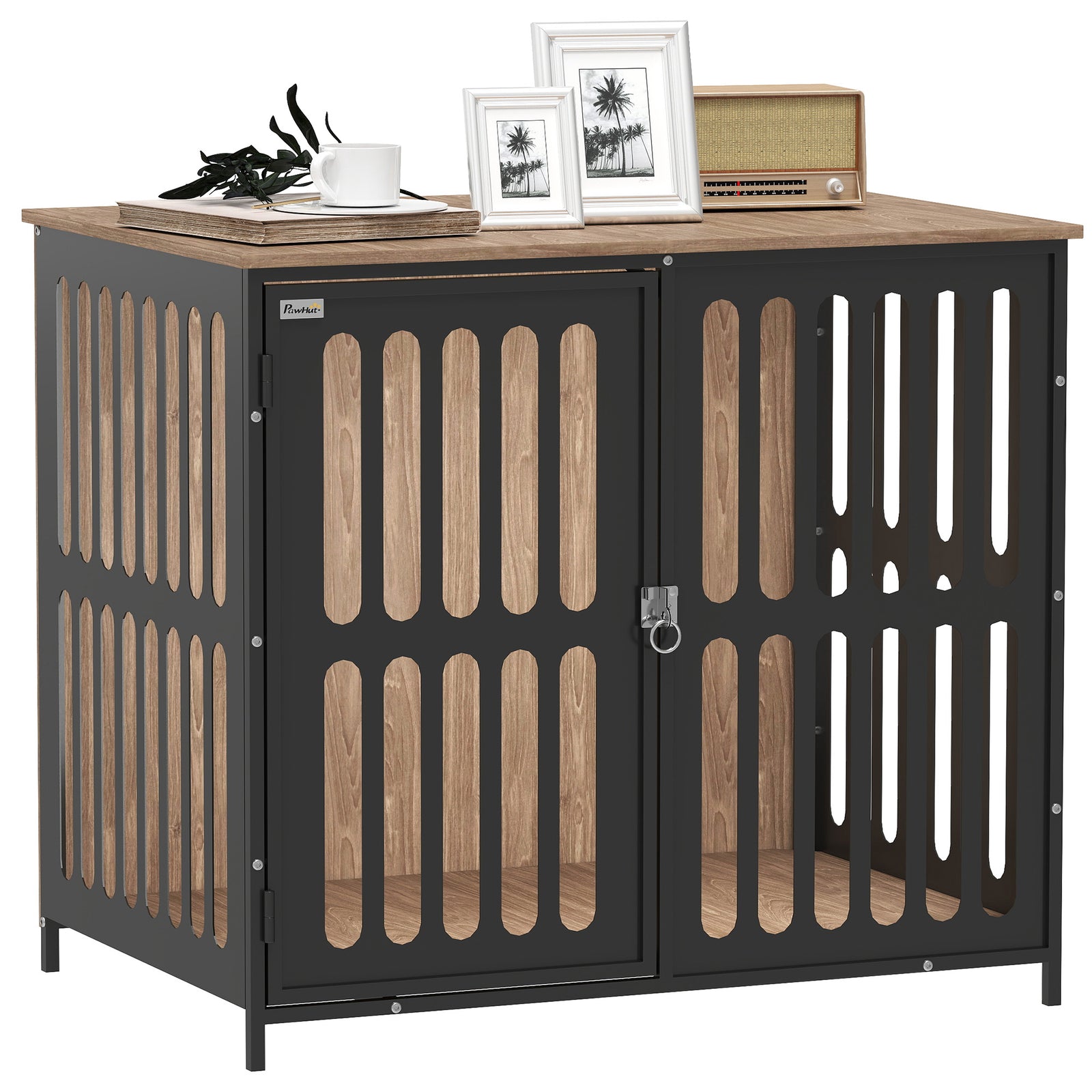 Dog Crate Furniture, 100cm Dog Cage With Anti-chew Resistant Mesh | Medium | Brown