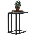 C Shape Side Table W/ Wood-effect Top | Jet Black