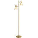 HOMCOM Standing Lamp With Adjustable Dual Head, Modern Floor Lamp, Gold Tone
