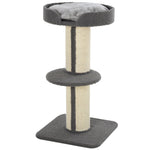 2-tier Cat Kitten Resting Tree W/ Top Basket Cushion Sisal Post | Gray