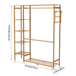 Wooden Garment Rack With Side Hooks Multi-functional Freestanding Clothes Organizer | Small | Natural