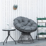 360 Degree Swivel Rattan Papasan Moon Bowl Chair Round | Gray
