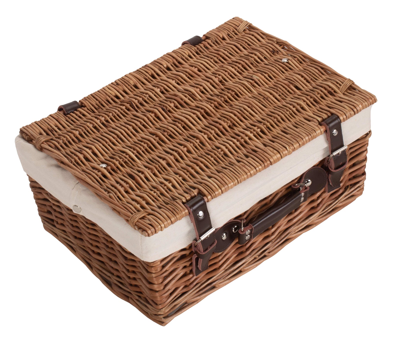 Wicker Double Steamed 40cm Picnic Basket | White