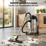 Wet Dry Vacuums Cleaner 30l Wheeled Powerful Compact Cleaning Handheld | Silver