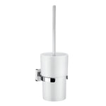 Polished Chrome Mounted Toilet Brush And Porcelain Container | Polished Chrome