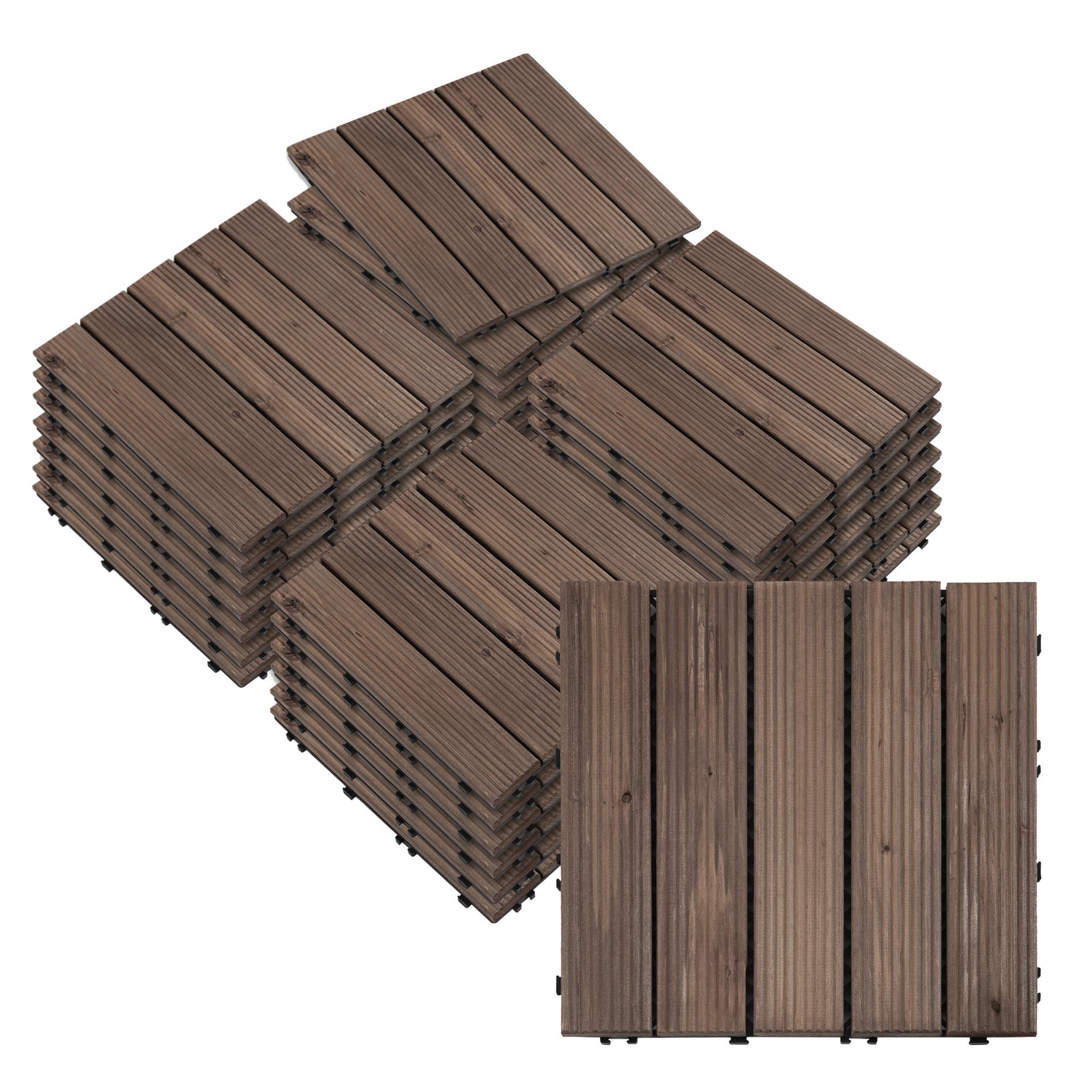 27 Pcs Black Wooden Deck Tiles 30x30 Cm For Patio/deck | Black