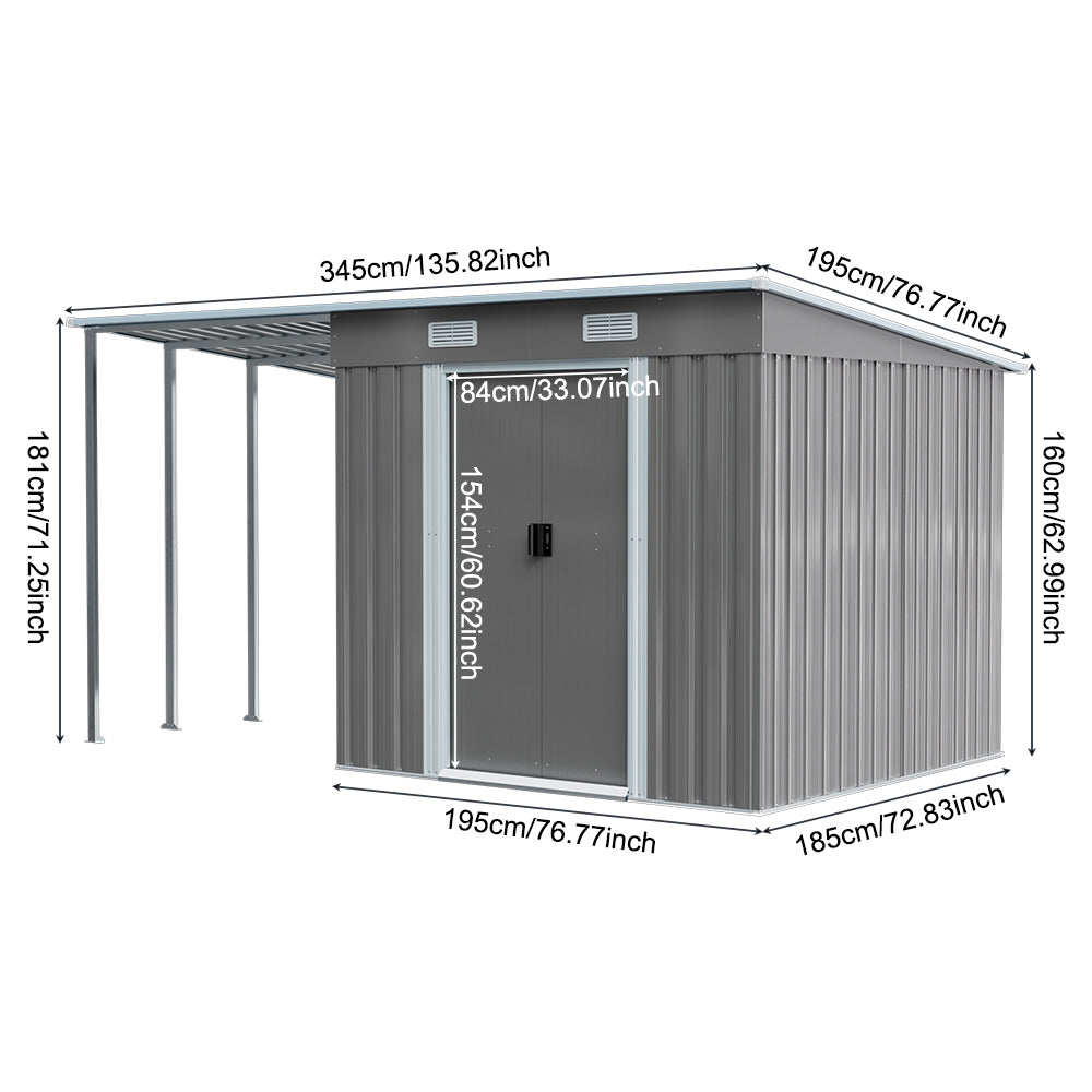 Heavy Duty Outdoor Metal Storage Shed With Log Rack Weather-resistant Garden Tool & Firewood Organizer