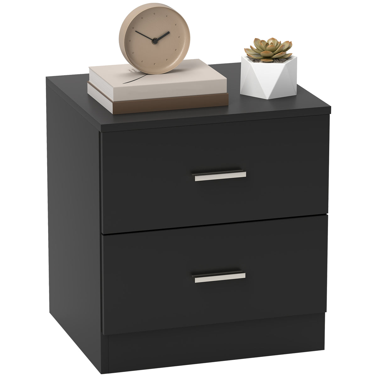HOMCOM Bedside Table, Nightstand With 2 Drawers, Modern Side Table, Black