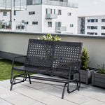 Rattan 2 Seater Wicker Glider Bench, Black