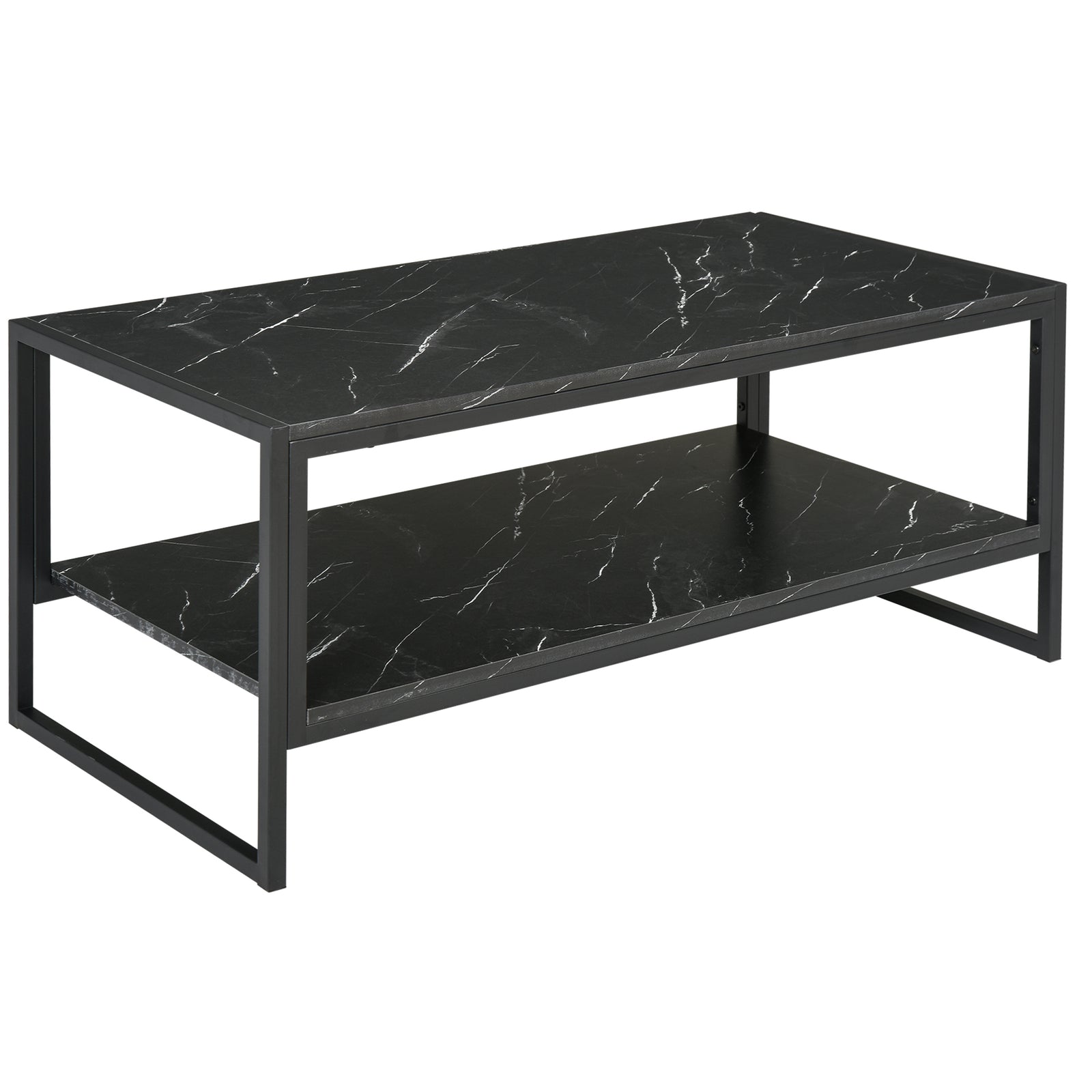 Two-tier Coffee Table, Marble Effect | Black