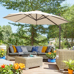 3m Hanging Parasol W/ Cross Base | Beige