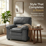 Oxford Faux Leather Sofa 1 Seater | Dark Grey