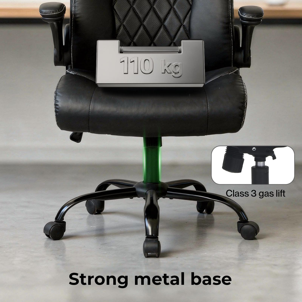 Executive Office Chair Pu Leather Reclining Desk Chair Flip-up Armrests | Black