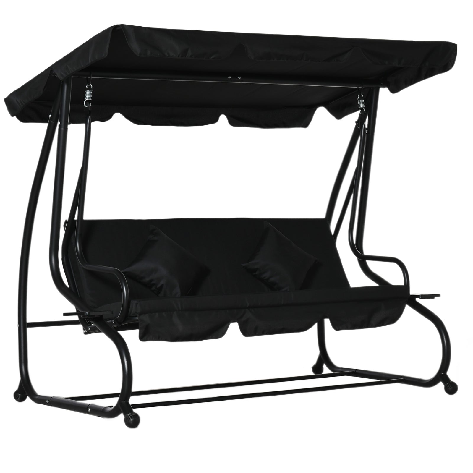 2-in-1 Garden Swing Chair For 3 Person W/ Adjustable Canopy | Black