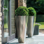 Zinc Galvanised Tall Flared Tapered Square Planter | 30cm x 30cm x 70cm | Silver