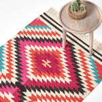 Manila Handwoven Diamond Kilim Wool Rug | 150cm x 95cm | Orange & Black