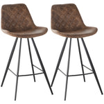 Set Of 2 Vintage Microfiber Bar Stools Steel | Brown