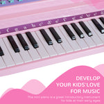 37 Key Musical Mini Piano Electrionic Keyboard Microphone Stool | Pink