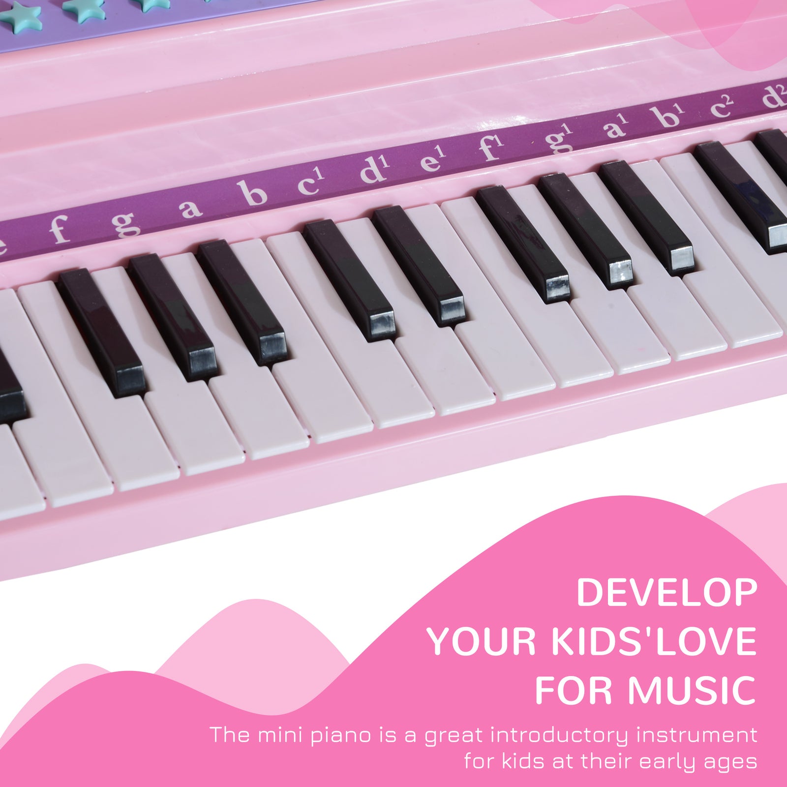 37 Key Musical Mini Piano Electrionic Keyboard Microphone Stool | Pink