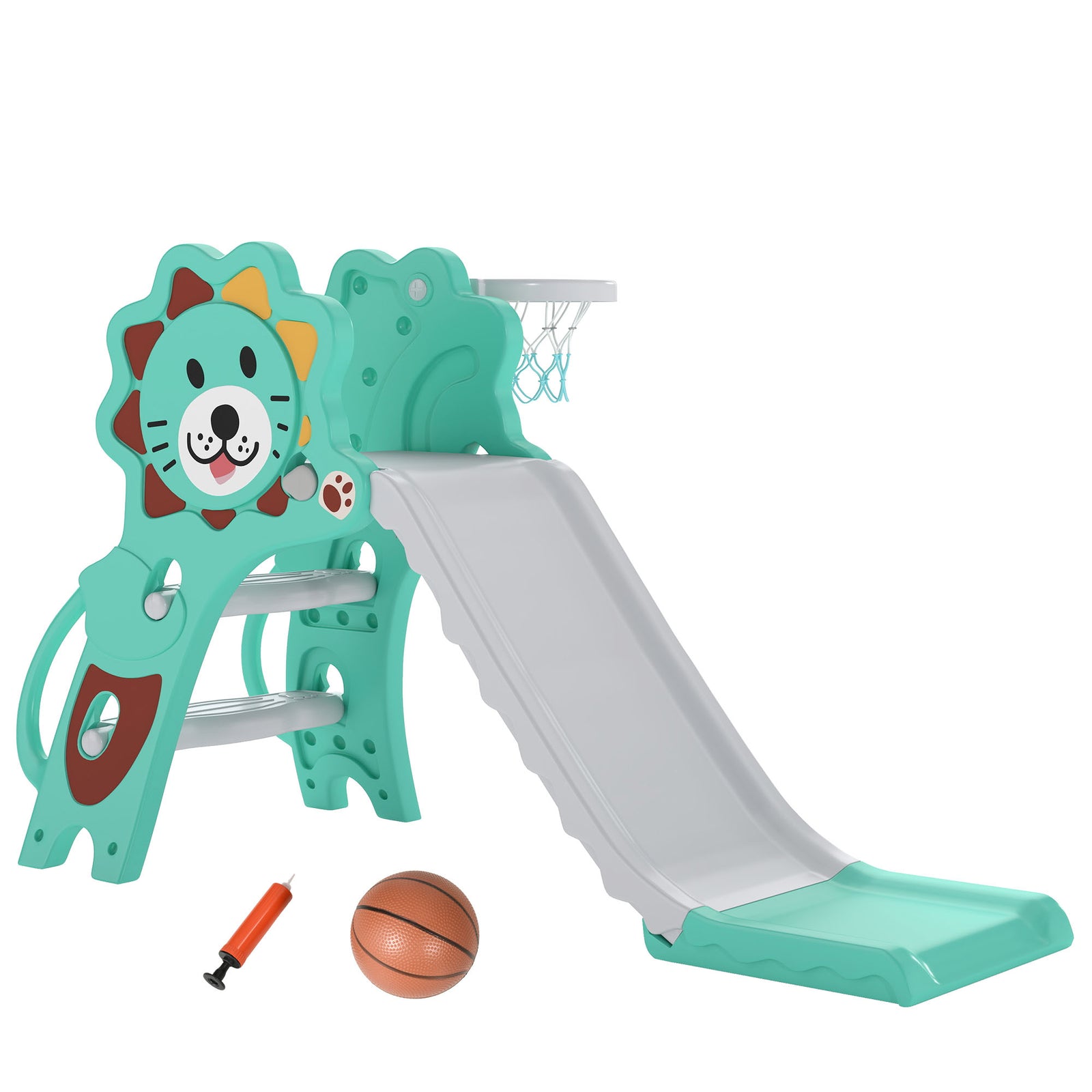 AIYAPLAY 3 In 1 Kids Slide For Indoor With Basketball Hoop