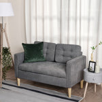 Compact Loveseat 2 Seater Sofa With Storage Wood Legs | One Size | Gray