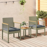 3-piece Rattan Bistro Set With Acacia Wood Table | Grey