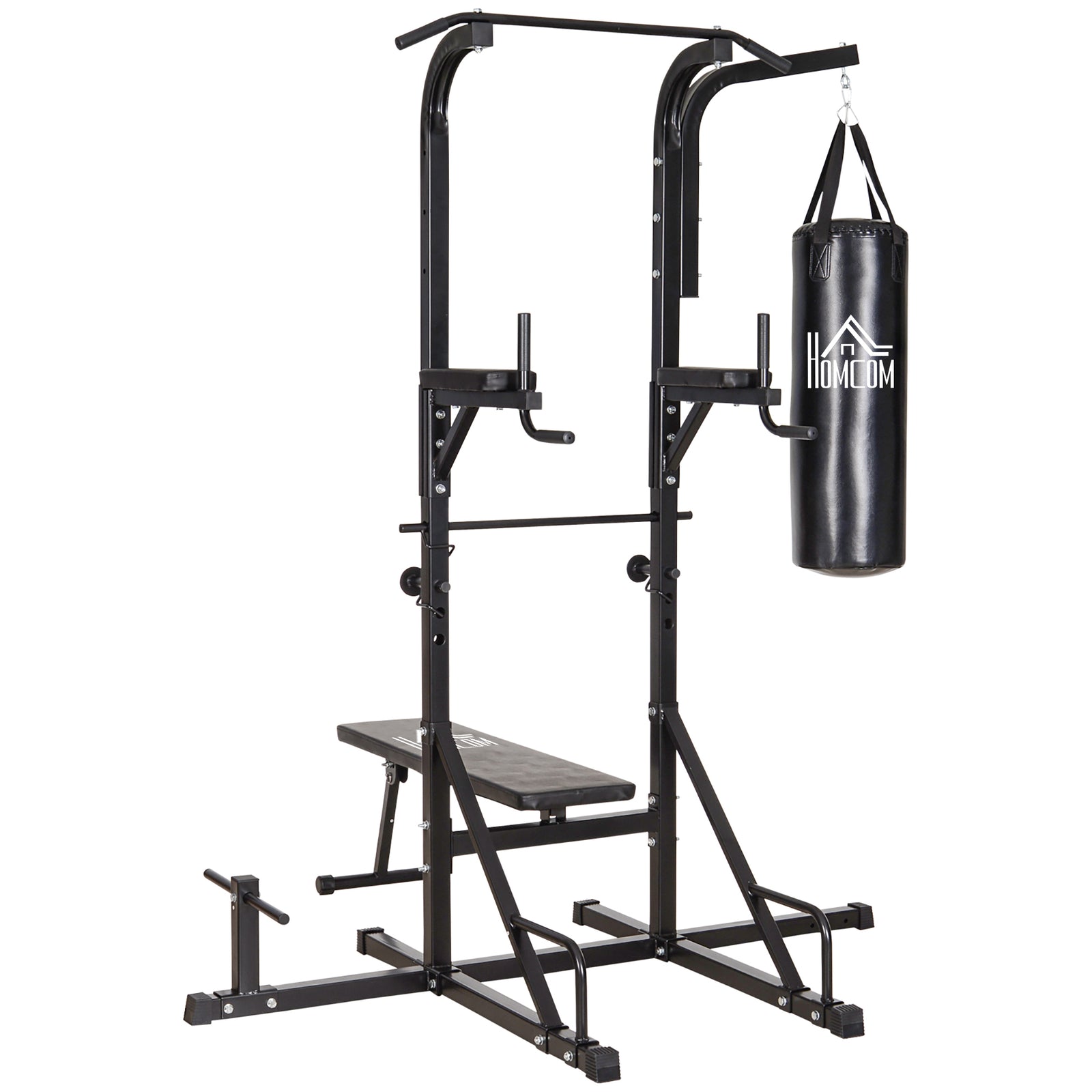 HOMCOM Home Gym Power Tower With Bench And Punching Bag